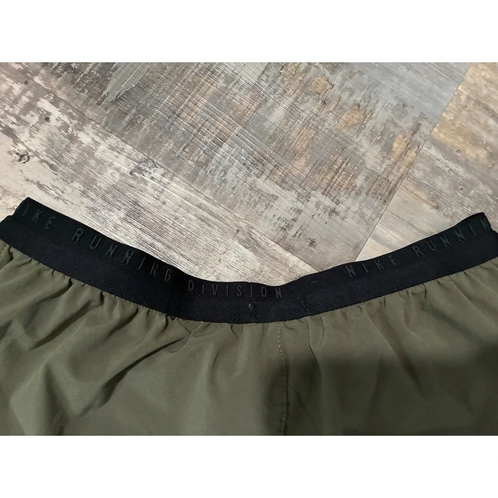 Nike Running Division Dri-FIT Shorts Olive Green Women Medium Athletic Training